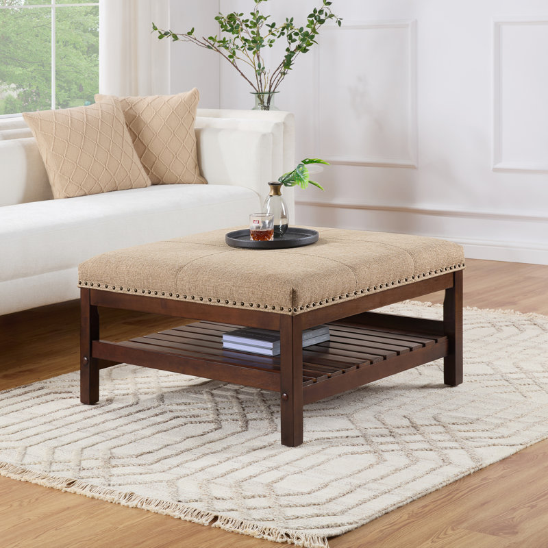 Wilm Coffee Cocktail Ottoman with Storage Shelf
